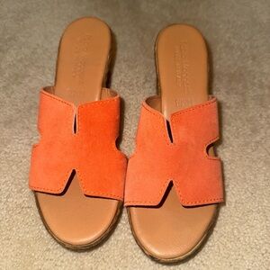 Women's Orange Suede Slide Sandals